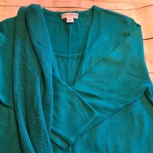 Once piece shell with cardigan and infinity scarf